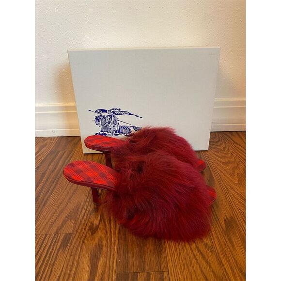 Burberry Minnie Women's Red Shearling Leather high heel sandals Size 36/6 - Picture 4 of 6